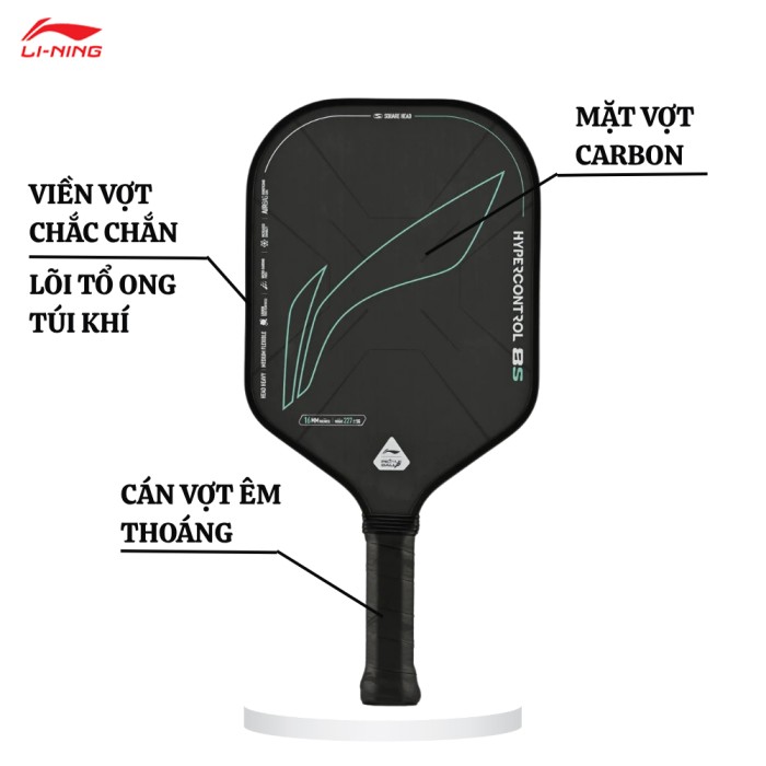 Vợt Pickleball Li-Ning Hypercontrol 8S, Mặt Carbon, Lõi Tổ Ong Dày 16mm, Vua Kiểm Soát Bóng