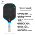 Vợt Pickleball Kamito Alpha 16mm Sky Green, Carbon T700 Cao Cấp, Cân Bằng Sức Mạnh, Kiểm Soát Tối Ưu