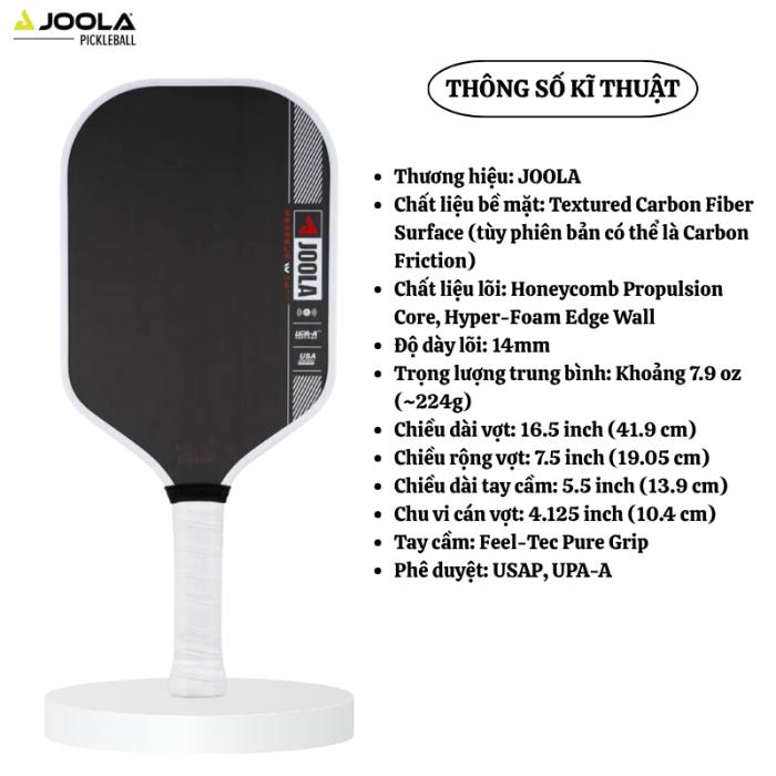 Vợt Pickleball JOOLA Perseus Pro IV 14mm, Công Nghệ Cao, Tối Ưu Lực Đánh, Chơi Tấn Công Áp Đảo