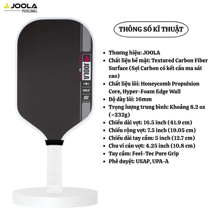 Vợt Pickleball JOOLA Magnus Pro IV 16mm,  Công Nghệ Carbon Cao Cấp, Lối Chơi Chiến Thuật, Tầm Vung Rộng